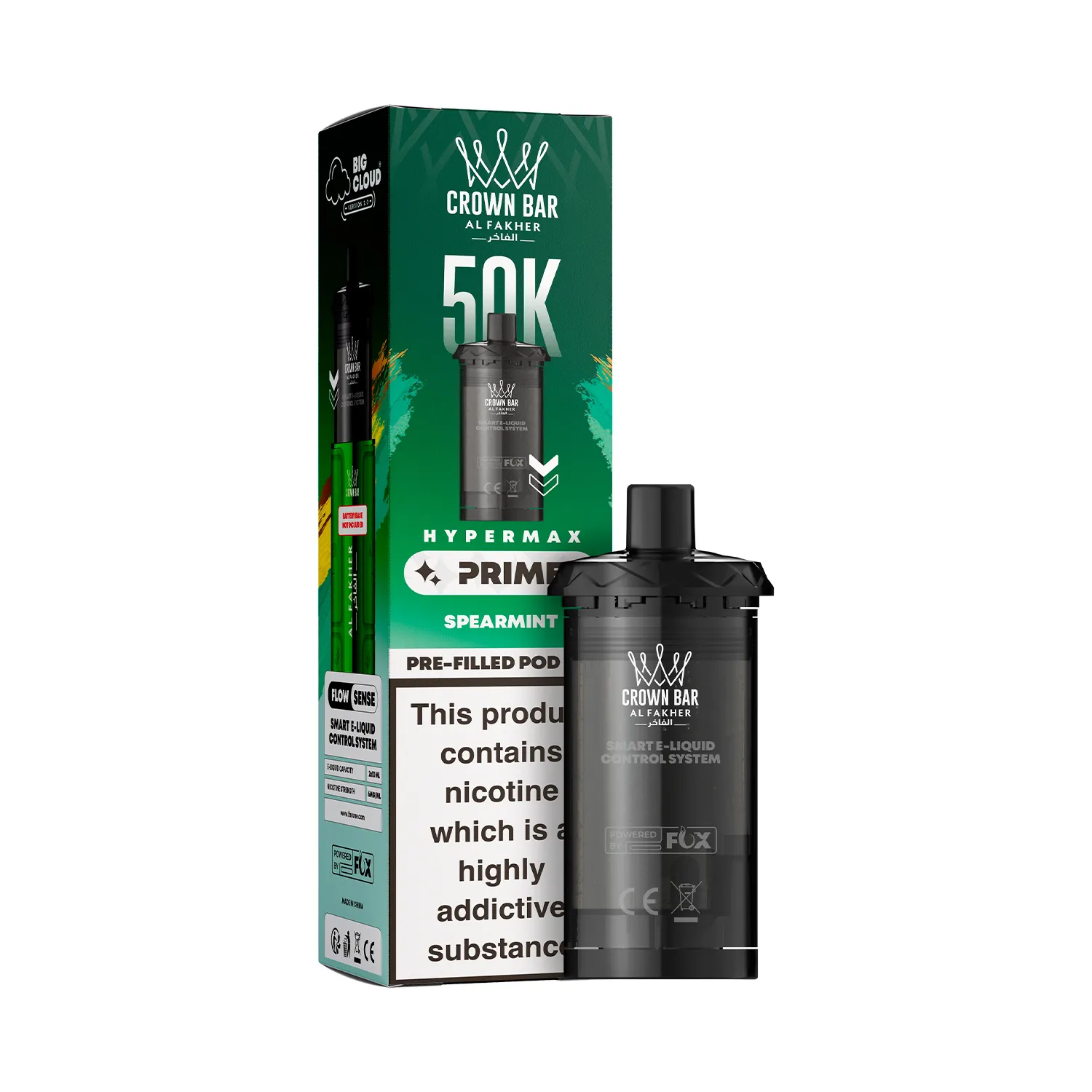 AL-FAKHER-HYPERMAX-PRIME-50K-PREFILLED-POD-SPEARMINT.webp Al Fakher Prime 50K Pre-Filled Pod - Spearmint - Image 1