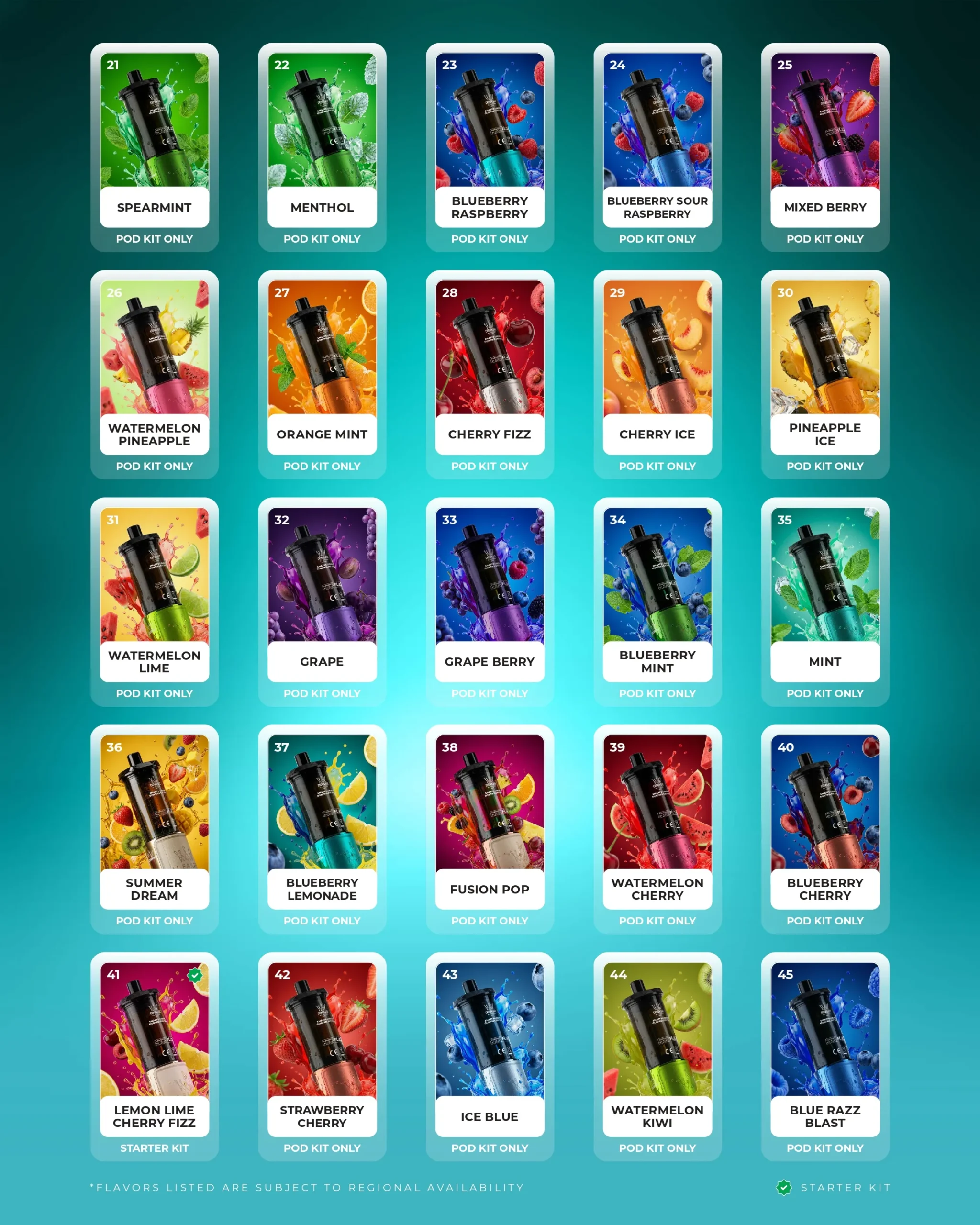 Al Fakher Crown Bar pod flavours 21 to 45